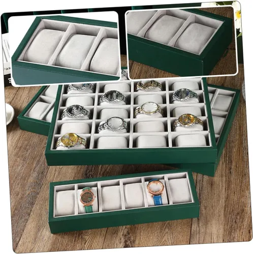 Vista 7 de LIFKOME 5pcs 6-grid Watch Storage Watch Display Tray Watch Tray for Men Slots Watch Bracelet Tray Watch Tray Organizer Watch Bracelet Display Tray