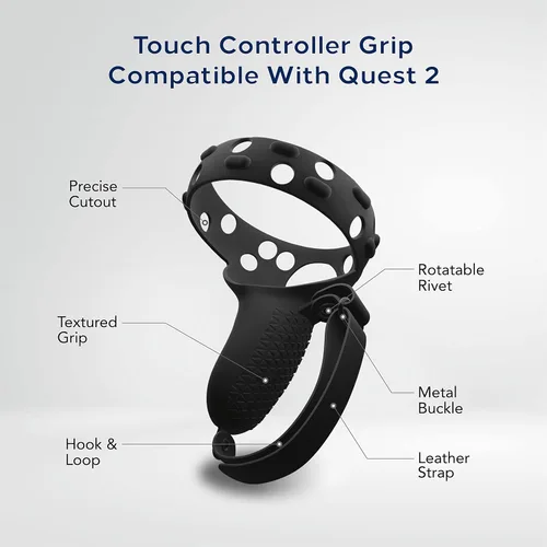 Vista 4 de TNP Controller Grips for Oculus Quest 2 Meta Quest 2 Knuckle Strap Black VR Touch Controller Hand Grip Cover Protector Sleeve with Anti-Throw