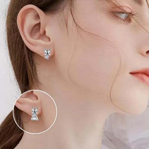 Vista 5 de YorkieFrench Bulldog Earrings 925 Sterling Silver Dog Earrings for Women Dog Jewelry Gifts for Women