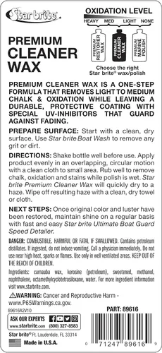 Vista 2 de STAR BRITE Cera limpiadora de un solo paso con protección UV, elimina la tiza y la oxidación de fibra de vidrio, metales y superficies pintadas