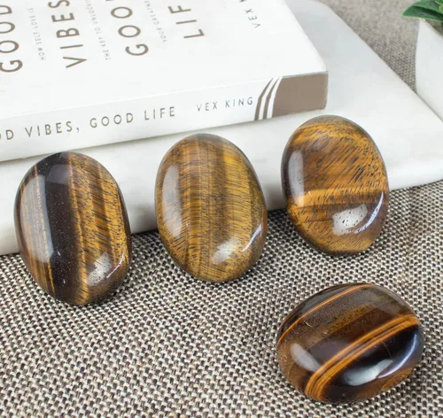 Vista 3 de Crocon® Piedra de palma grande de ojo de tigre de 1.969 in, más de 900 quilates, piedras de bolsillo para equilibrio natural de chakras, piedras