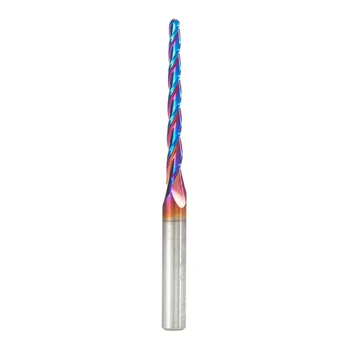 Vista 11 de Amana Tool 46286-K Brocas de enrutador CNC en espiral de corte de carburo para plástico, madera 2D/3D tallado 3.6 grados punta de bola de ángulo