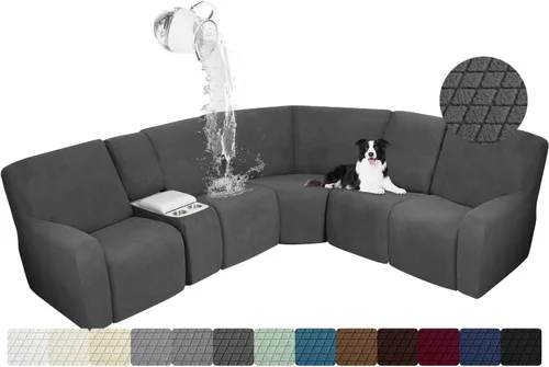 Vista 8 de ALIECOM Funda para Consola Central de Sillón Reclinable, Funda Elástica para Sofá Seccional Reclinable en Forma de L, Funda de Esquinas para Sofá