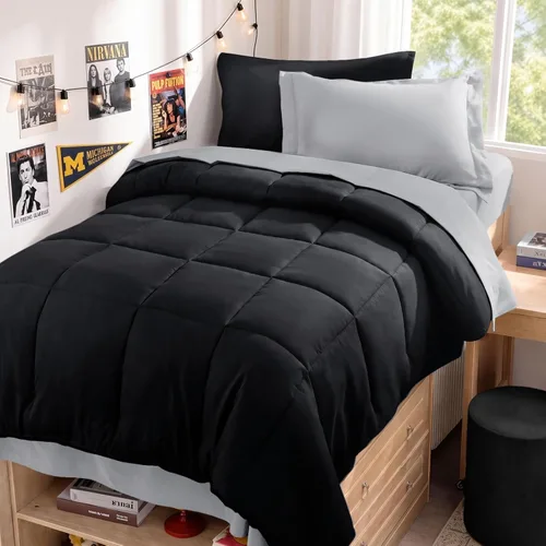 Vista 60 de JOLLYVOGUE Juego de edredón individual XL, cama ultrasuave en una bolsa, tamaño individual XL, 5 piezas, juego de ropa de cama certificado Oeko-TEX