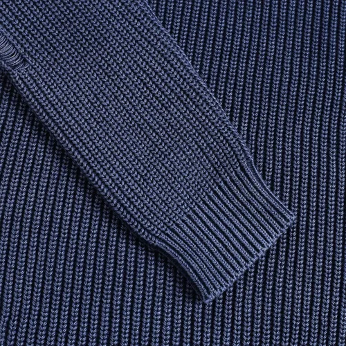 Vista 7 de UD Suéteres de punto acanalado casual con cuello redondo para hombre