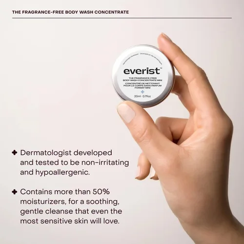 Vista 4 de Everist The Shower Essentials Kit de viaje, hidratante para todo tipo de cabello y piel (sin fragancia)
