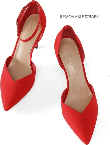 Vista 2 de DREAM PAIRS Zapatos de tacón alto para mujer, con tiras cerradas, correa en el tobillo, puntera puntiaguda, tacón D'Orsay para boda, fiesta, zapatos