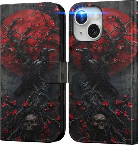 Vista 54 de DEENAKIN Funda tipo cartera para iPhone 15 con tarjetero + clip para efectivo, bloqueo RFID, protección contra caídas de grado militar y obras