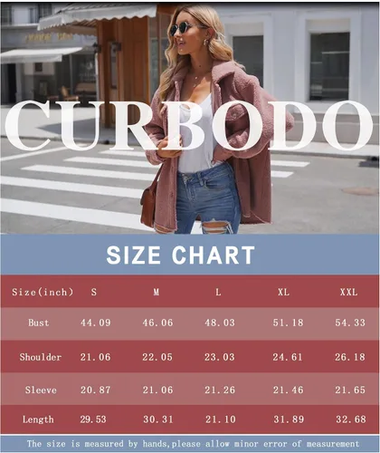 Vista 6 de Chaqueta de forro polar Sherpa para mujer, abrigo casual mullido con botones y bolsillo