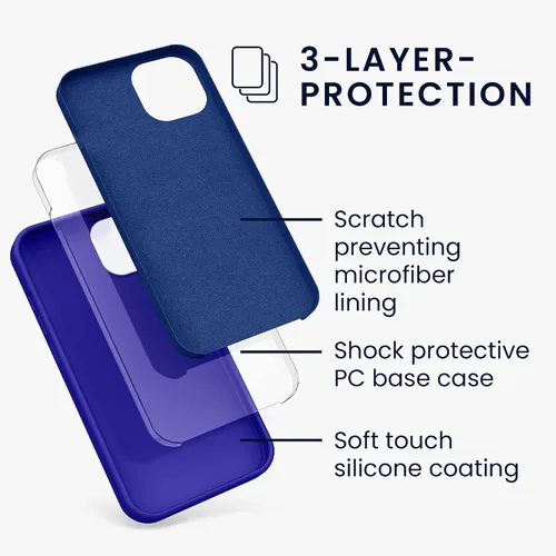 Vista 2 de kwmobile Funda compatible con Apple iPhone 13, funda de silicona TPU con acabado suave, color azul báltico
