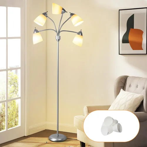Vista 9 de DINGLILIGHTING DLLT - Lámpara de pie moderna para lectura, 3 luces con cuello de ganso flexible ajustable, lámpara de árbol de pie para sala