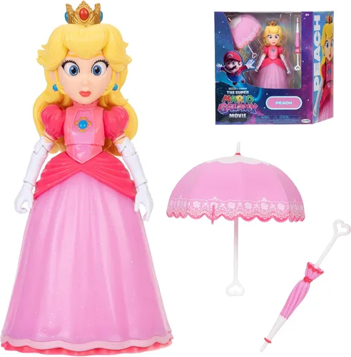 Vista 16 de Super Mario Galaxy Movie Bowser Jr., figura de acción de 5 pulgadas y pincel