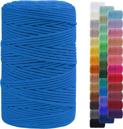 Vista 80 de Cordón de macramé de 0.079 pulgadas, cuerda de algodón natural de 109 yardas, hilo de cuerda de macramé para manualidades, ganchos de pared