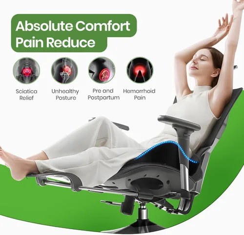 Vista 2 de A-Pce Cojín de asiento ergonómico, cojín antideslizante para silla de Negro