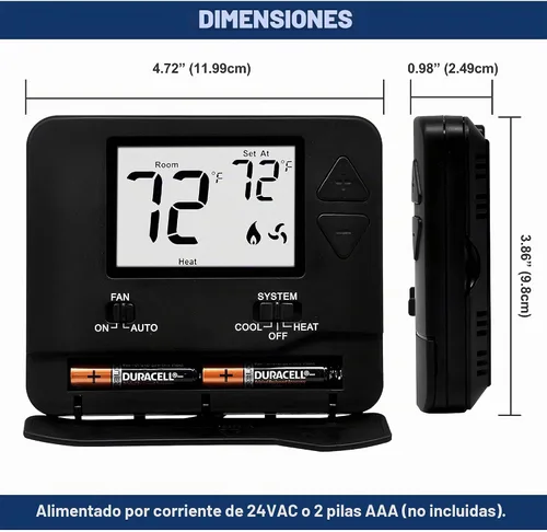 Vista 4 de ELECTECK Termostato digital no programable, 1 calor/1 fresco, negro