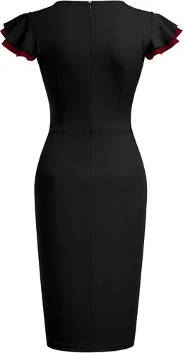 Vista 5 de Miusol Vestido de noche vintage con cuello en V profundo para mujer