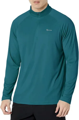 Vista 11 de Men's UPF 50+ Rash Guard 1/4 Zip Stand Collar Swim Shirt Long Sleeve Berry Conservar