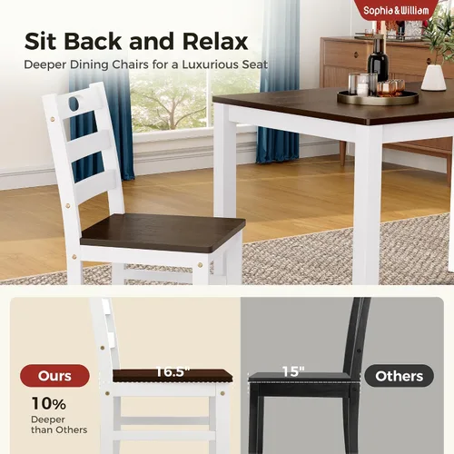 Vista 6 de Sophia & William Juego de mesa de comedor de 5 piezas para 4, juego de mesa y sillas de cocina de madera, mesa de comedor rectangular de 45 pulgadas