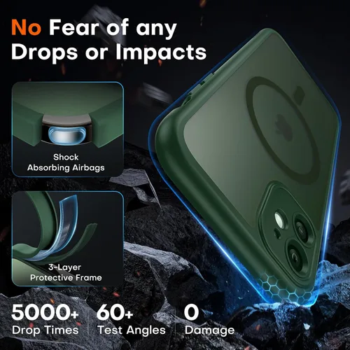 Vista 4 de TOCOL Funda para iPhone 11, compatible con Magsafe, protección completa de cámara, imanes integrados, protección contra caídas, funda translúcida