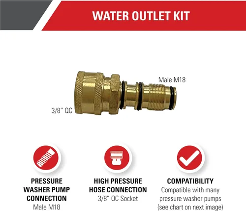 Vista 2 de Simpson Cleaning 7110331 - Kit de salida de agua de repuesto para bombas de hidrolavadora AAA, color dorado
