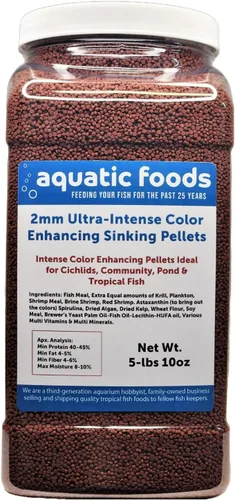 Vista 4 de Pellets de hundimiento de color rojo ultra intenso de 0.079 pulgadas para camarones, caracoles, cangrejos de río, bagre, peces de fondo, disco