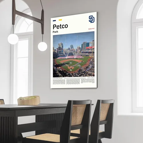 Vista 6 de Póster del estadio PetcoPark (lienzo de 17 pulgadas de largo x 11 pulgadas de ancho) de San Diego Ballpark para pared, póster deportivo retro