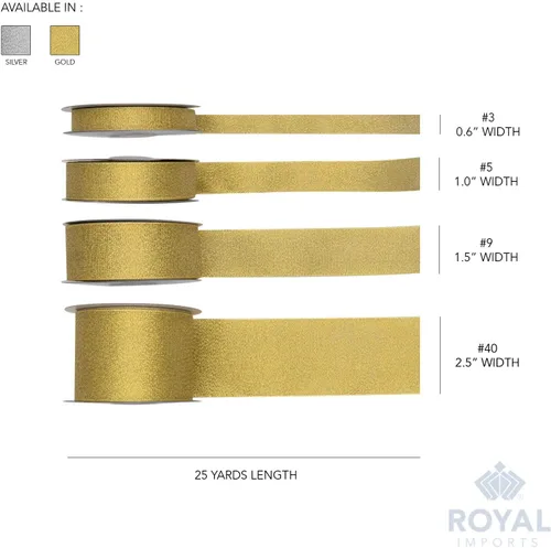 Vista 6 de Royal Imports Rollo de cinta de tela metálica brillante con purpurina para Navidad, manualidades, floral, boda, costura, fabricación de lazos