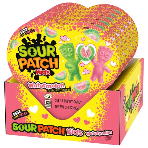Vista 12 de SOUR PATCH KIDS Caramelos suaves y masticables de sandía para el día de San Valentín, caja en forma de corazón de 6 - 3.4 onzas