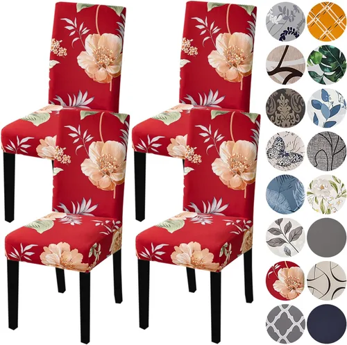 Vista 62 de HZDHCLH Juego de 4 fundas para sillas de comedor color burdeos, fundas elásticas de elastano para sillas Parsons, paquete de 4, fundas de asiento