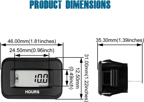 Vista 7 de Runleader Medidor digital de horas para cortacésped, generador de motocicleta, tractor agrícola, compresor marino, motosierra y otros dispositivos