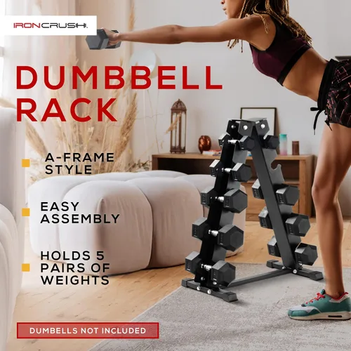 Vista 5 de Iron Crush Soporte para mancuernas con marco A, capacidad de peso resistente de 500 libras para el hogar o el gimnasio