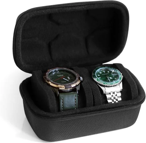 Vista 8 de Caja de viaje para relojes Besforu para hombres y mujeres, caja de almacenamiento portátil y organizador para un solo reloj, para relojes de pulsera