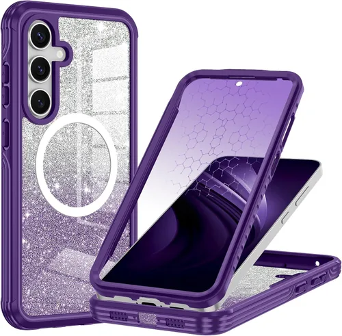 Vista 33 de Hekodonk Funda magnética para Galaxy A17 5G, [compatible con Magsafe] [Protector de pantalla de vidrio templado integrado] [tarjeta con purpurina]