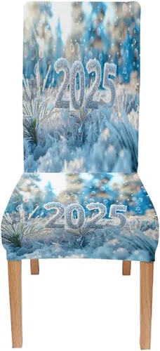 Vista 232 de CAPSCEOLL Christmas Dining Chair Covers,Snowflakes Festive Winter Pattern Stretch Chair Covers for Dining Room Set of 2 Washable Spandex Parson