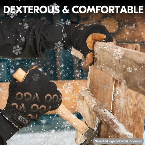 Vista 6 de Guantes Vgo... Vgo - 1 par de guantes invernales de trabajo liviano cálidos, impermeables y resistentes al frío (-15 -4 o más) guantes hechos