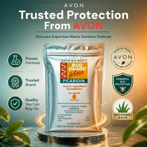 Vista 9 de Avon Skin Suave Bug Guard + Picaridin toallitas 8 unidades (paquete de 2) Skin So Soft Bug Guard, DEET-Free Repellent Wipes with Vitamin E & Aloe
