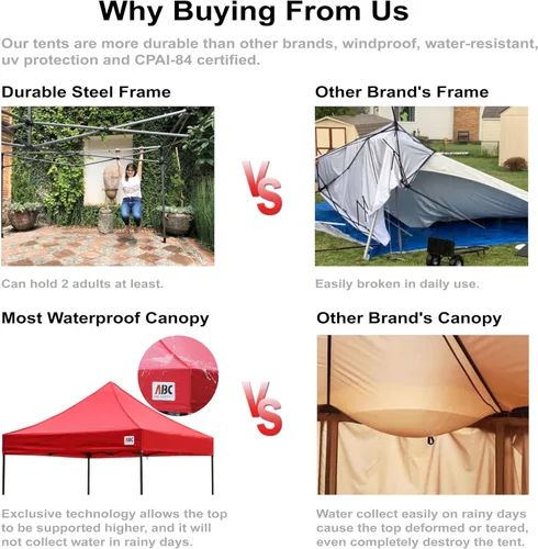 Vista 7 de ABCCANOPY Toldo Desplegable – Carpa/Toldo Portátil para Patio Exterior de 8 x 8 Pies, Resistente para Patio Trasero y Terraza con 4 Sacos de Arena