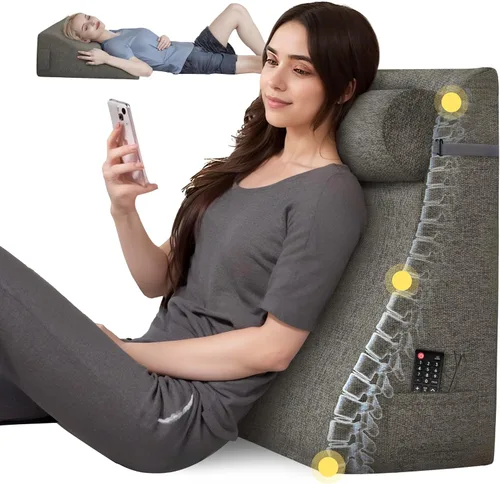 Vista 12 de Almohada de lectura de cuña de espuma viscoelástica para cama, almohada ergonómica para adultos con reposacabezas ajustable, almohada de cama