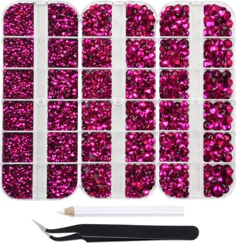 Vista 13 de Massive Beads Más de 9500 diamantes de imitación termoadhesivos redondos de vidrio con parte trasera plana para hacer tú mismo con 1 pinza y 1 12