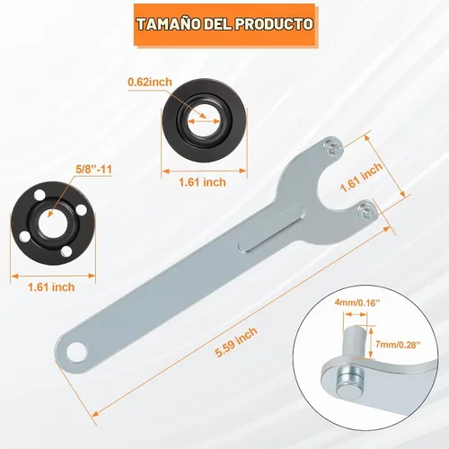 Vista 2 de Podoy Kit de tuercas y llaves para amoladora angular, 3 piezas, repuesto