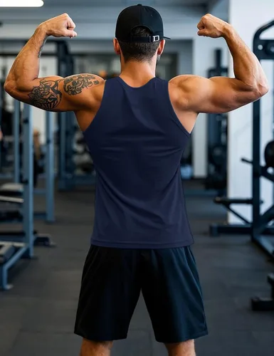 Vista 2 de MAGCOMSEN Mens Workout Tank Tops Muscle Athletic Gym Cotton Undershirt Sleeveless Shirts