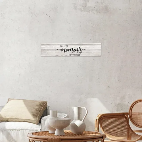 Vista 4 de Collect Moments Not Things - Placa de pared de palé de madera, letrero de 4 x 18 pulgadas, cita motivacional positiva, arte de pared positivo, placa