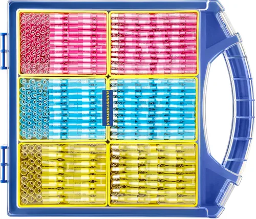 Vista 8 de haisstronica 220 piezas de conectores de bala termorretráctiles AWG22-10 macho y hembra terminales de bala de alambre azul, rojo y amarillo, kit