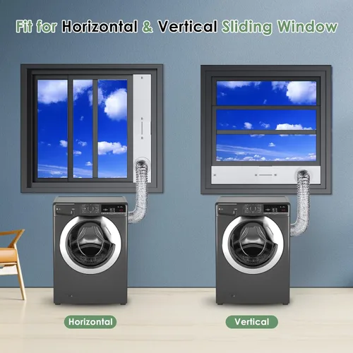 Vista 8 de Kit de ventilación para secadora de ventana Estoder con manguera de ventilación de secadora de 4 pulgadas y 10 pies, kit universal de ventilación