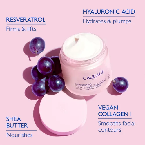 Vista 4 de Caudalie Resveratrol-Lift Retinol Alternative Firming Cashmere Cream, Anti-Aging Moisturizer with Resveratrol, Hyaluronic Acid & Vegan Collagen