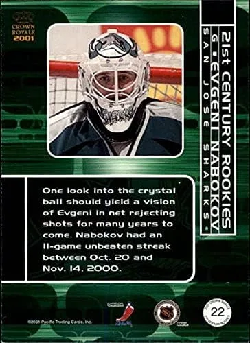 Vista 2 de 2000-01 Crown Royale 21st Century Rookies #22 Evgeni Nabokov
