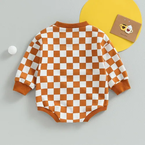 Vista 39 de Karuedoo Sudadera a cuadros para bebé niño y niña, mameluco de gran tamaño, manga larga, con burbujas, ropa neutra para otoño