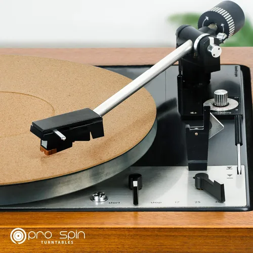 Vista 4 de PRO SPIN - Tapete giratorio de corcho para tocadiscos de vinilo LP (0.118 pulgadas) Tapete para tocadiscos con soporte de sonido acústico de alta