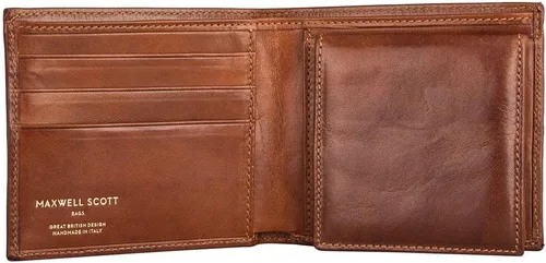 Vista 3 de Maxwell Scott - Mens Luxury Leather Wallet with Coin Pocket Pouch - Handmade from Full Grain Hides -The Ticciano Chestnut Tan