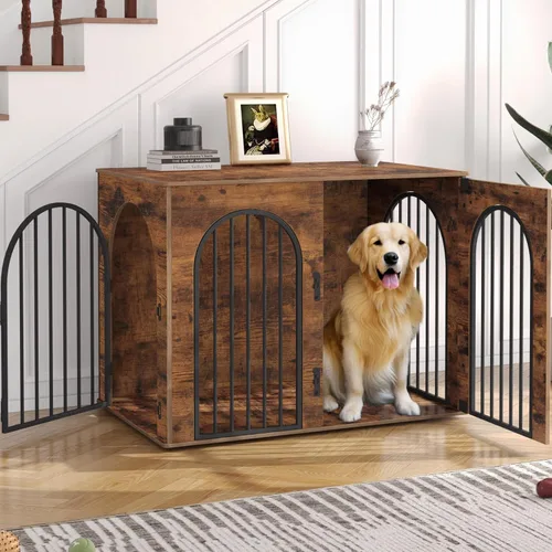 Vista 14 de Hzuaneri Jaula de Madera para Perros de 26.8'', Muebles de Jaula para Perros de Interior, Jaula para Perros Pequeños, Jaulas de Servicio Pesado